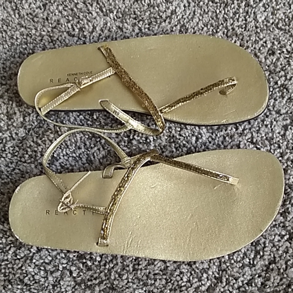 Kenneth Cole Reaction Gold Sandals 6M Womens